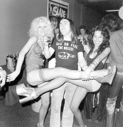 14 year old Lori and Sable with Dave Hill of Slade, 1973